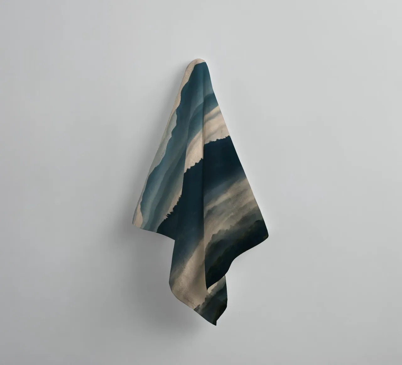 Majestic mountain range shrouded in mist towel by DesignDoodle