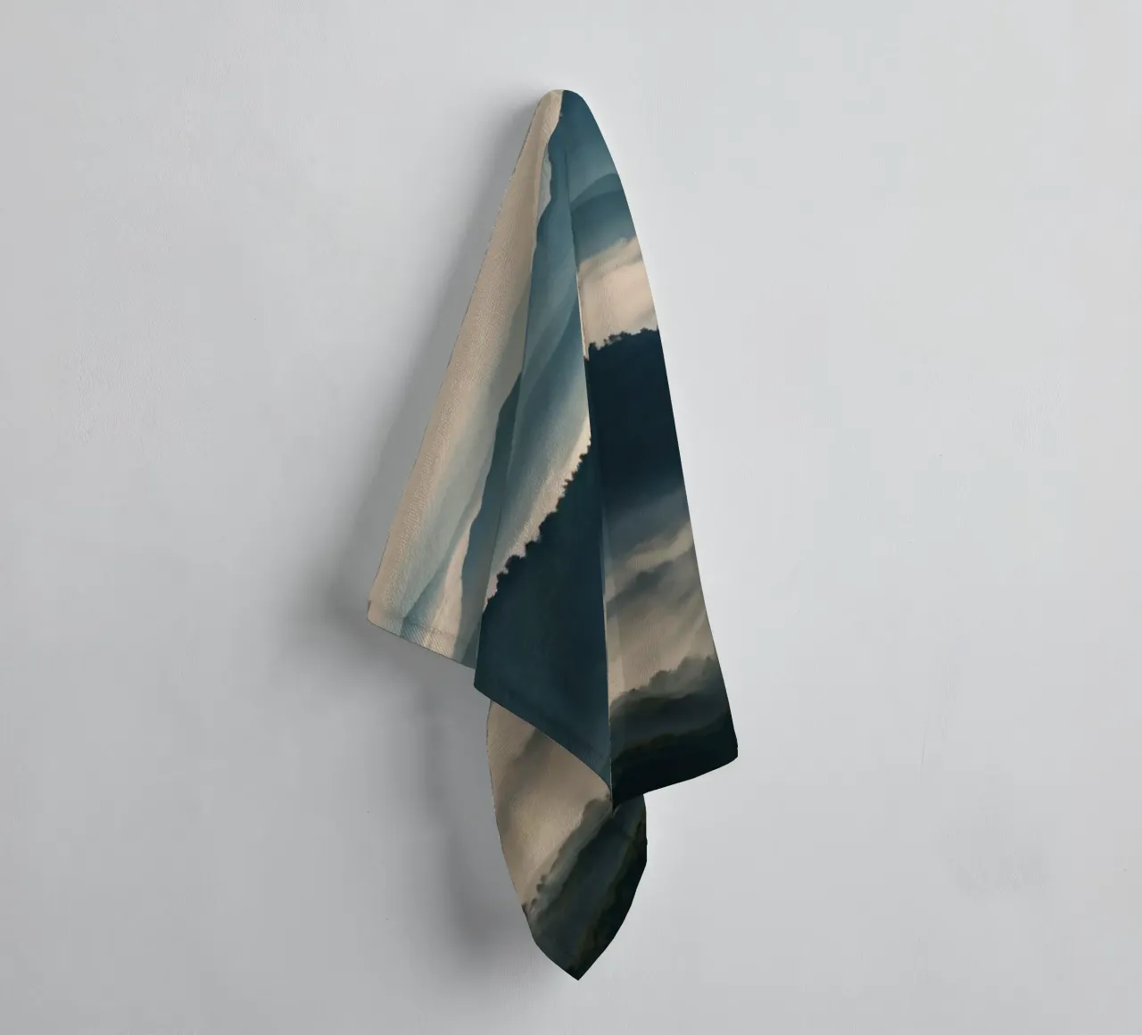 Majestic mountain range shrouded in mist towel by DesignDoodle