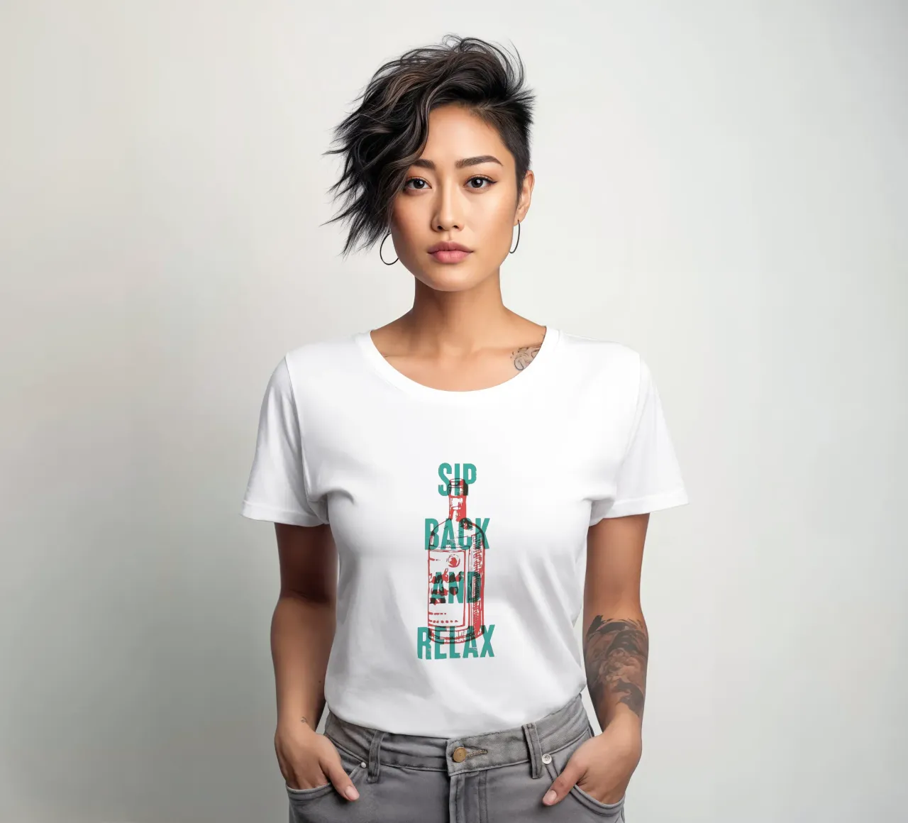 Nip achterover en ontspan dames t-shirt getailleerd van Vintagrafica