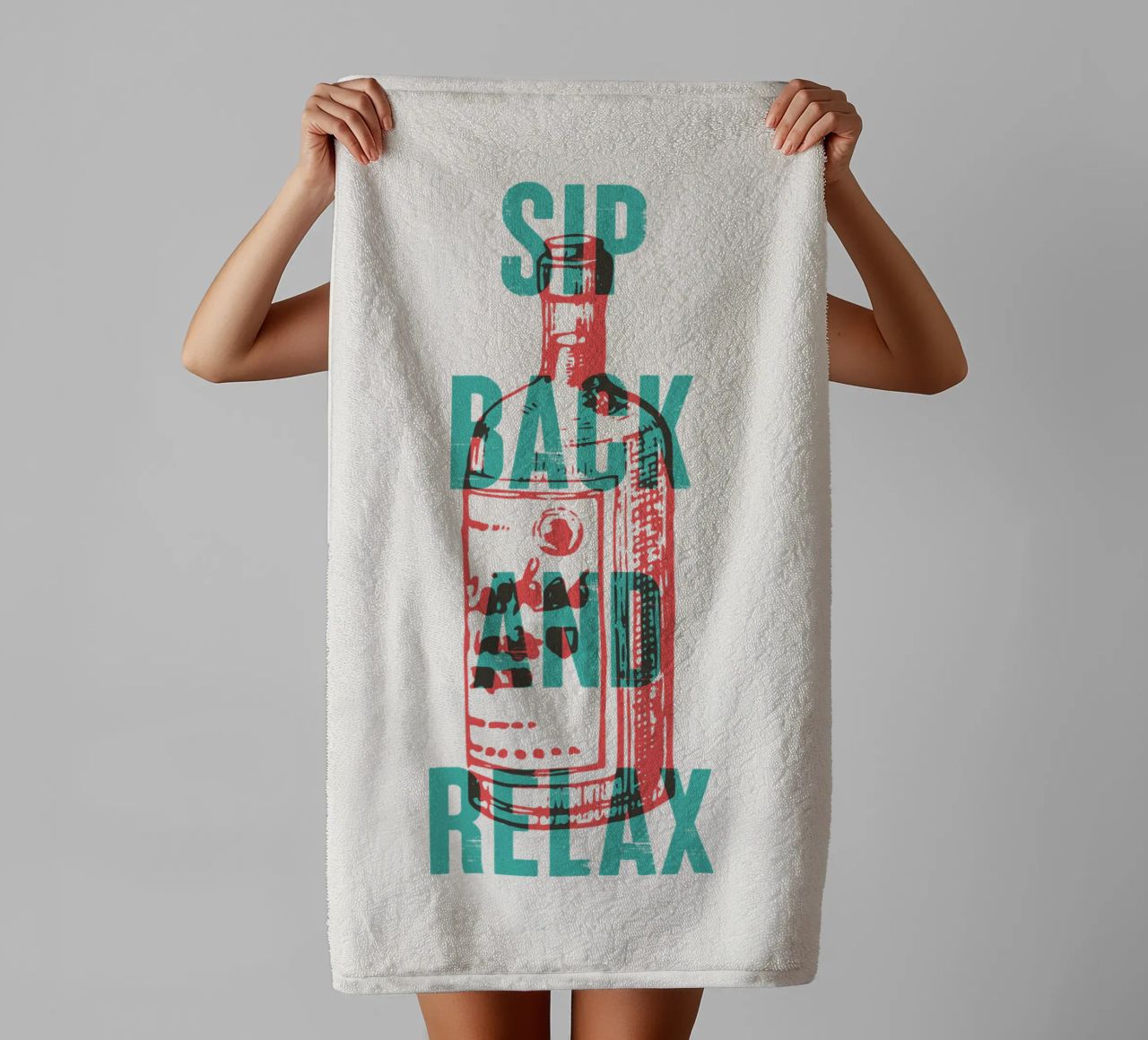 Sip back and relax towel by Vintagrafica