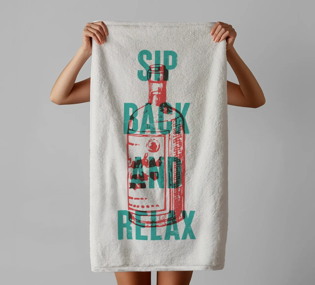 Nip achterover en ontspan badhanddoek van Vintagrafica