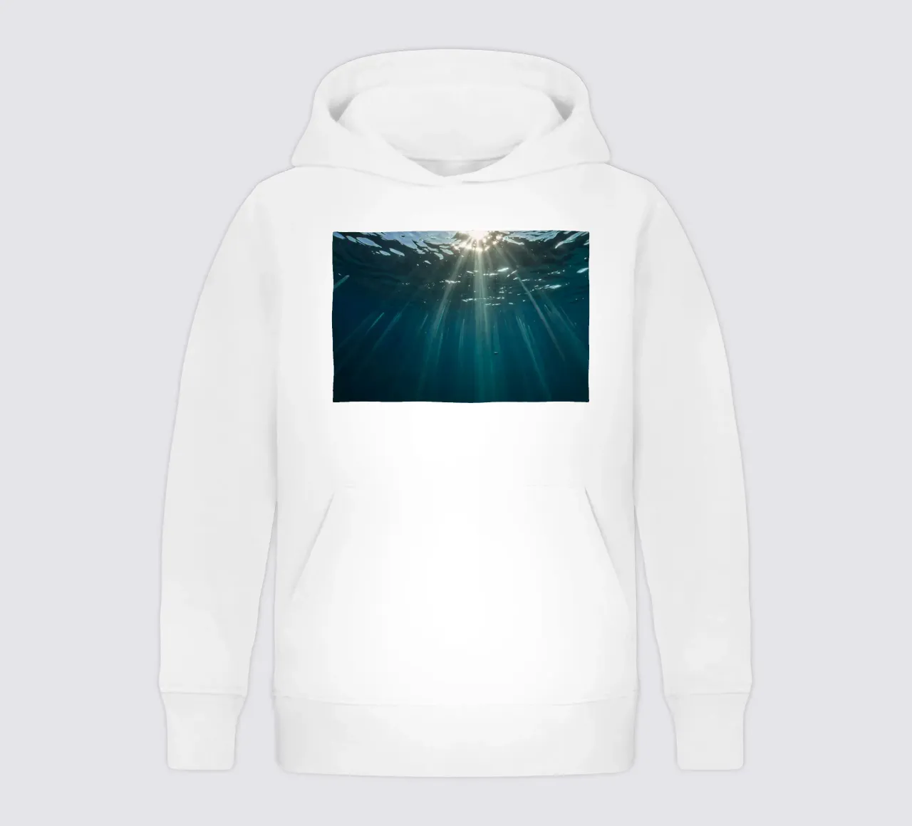 Rays of sunlight penetrate clear water creating kids hoodie by DesignDoodle