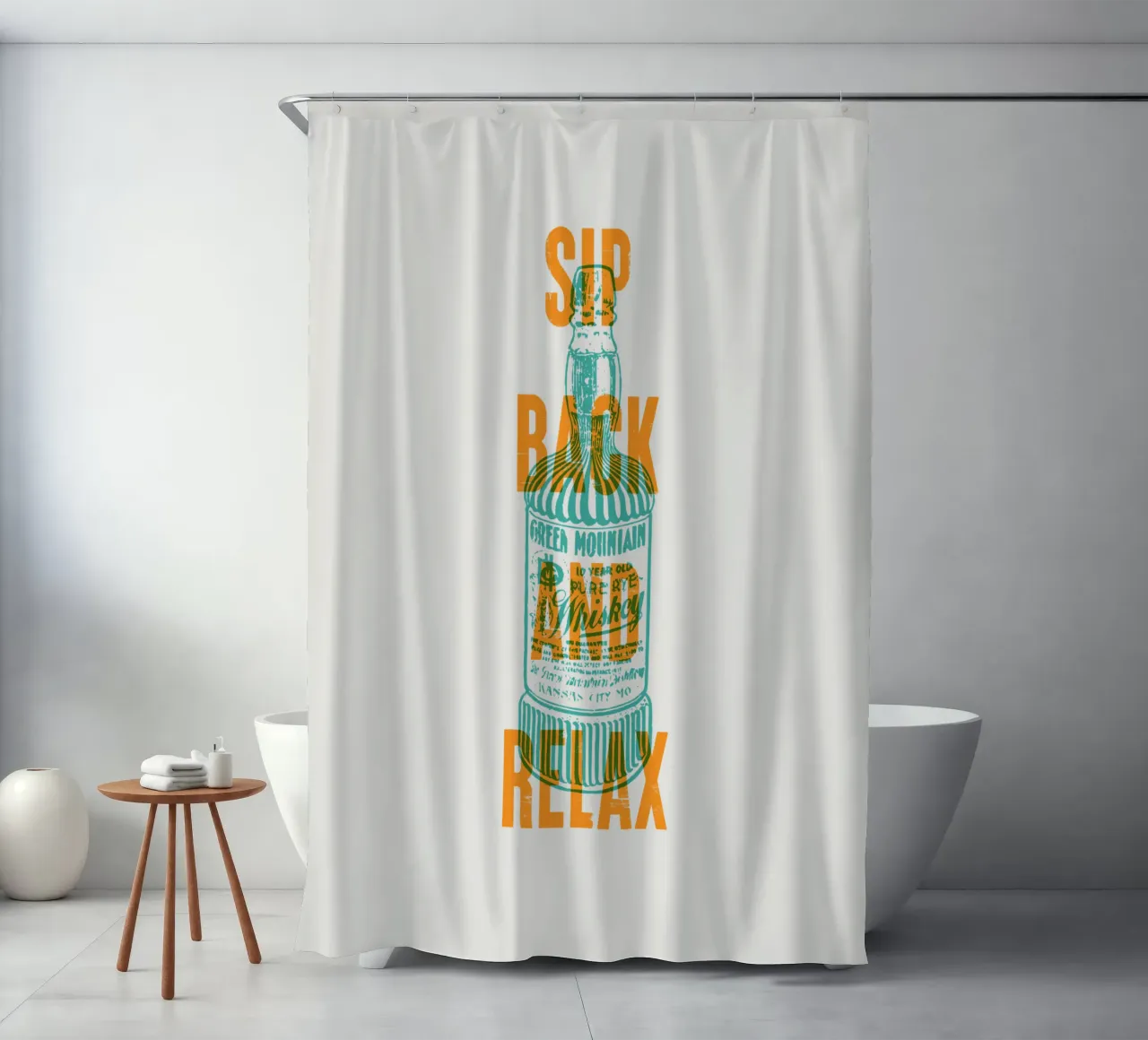 Sorseggiare e rilassarsi tenda da doccia da Vintagrafica