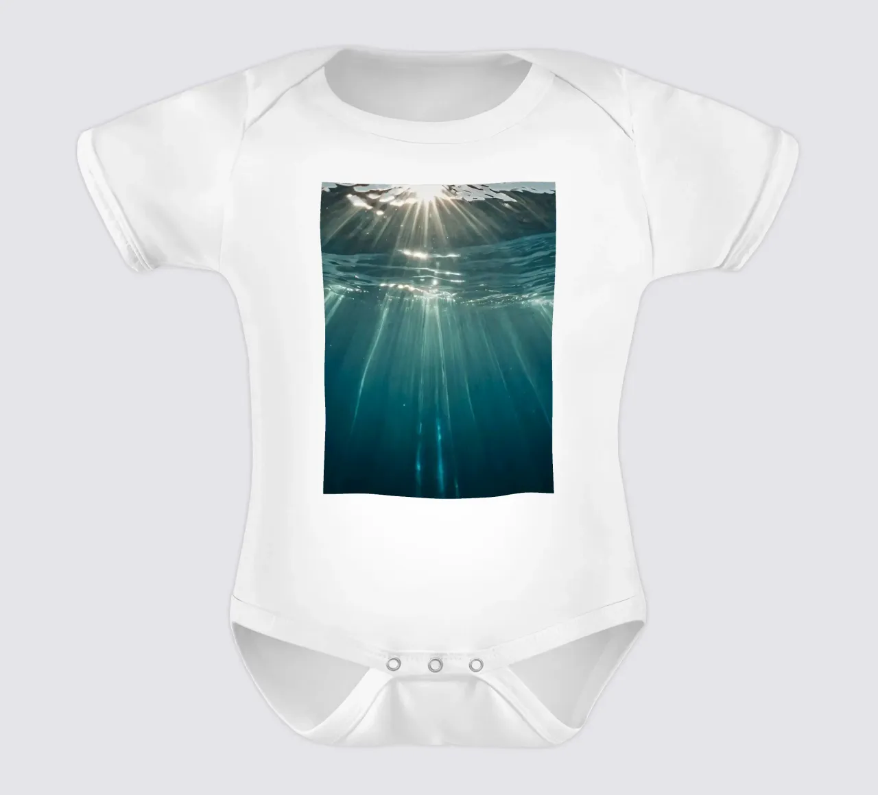 Sunlight streams through clear water mesmerizing pattern short-sleeve baby romper by DesignDoodle