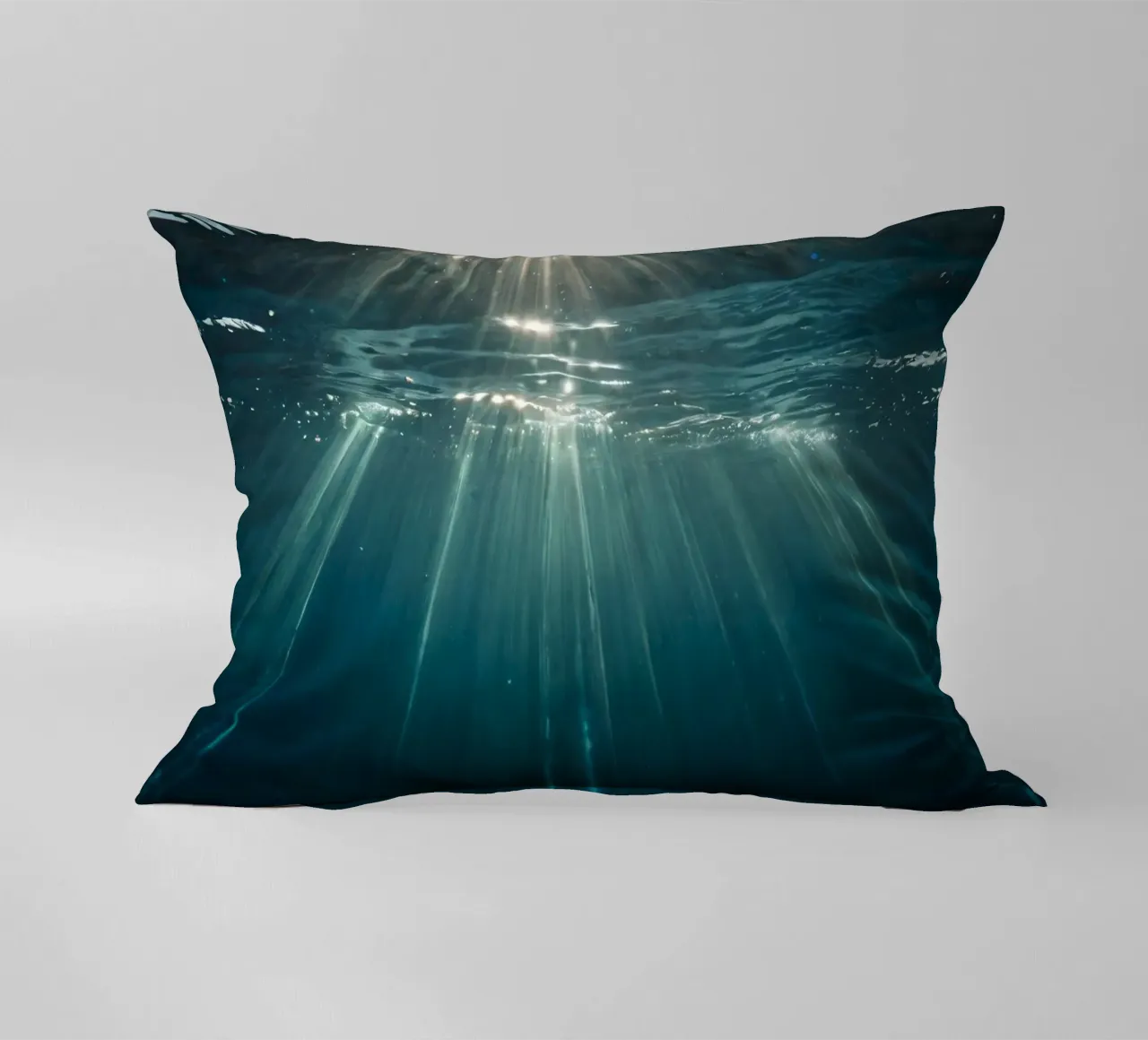 Sunlight streams through clear water mesmerizing pattern decorative cushion by DesignDoodle