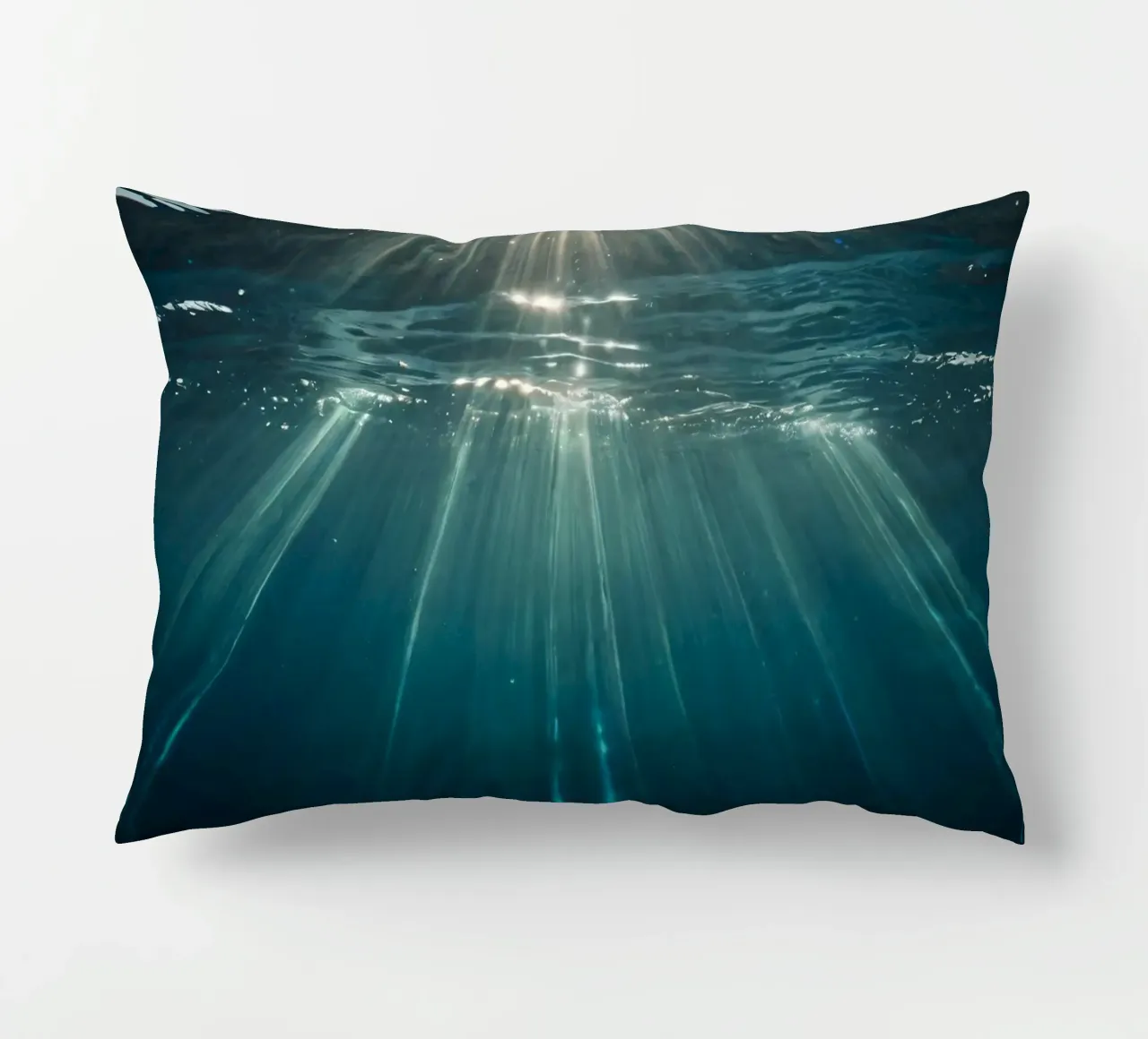 Sunlight streams through clear water mesmerizing pattern decorative cushion by DesignDoodle