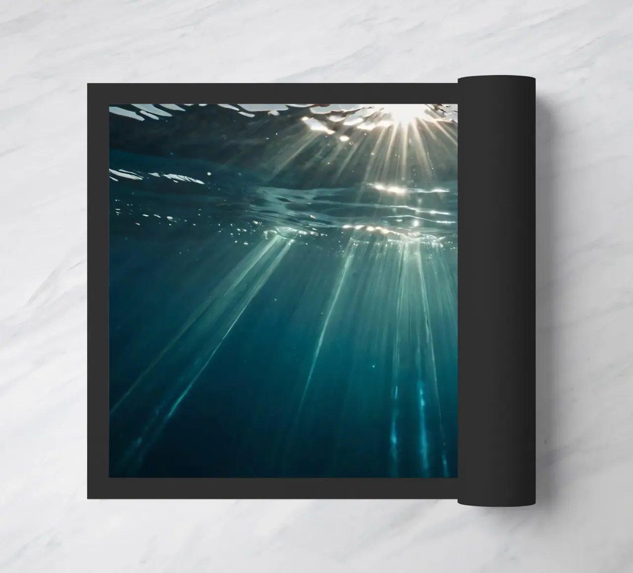 Sunlight streams through clear water mesmerizing pattern doormat by DesignDoodle