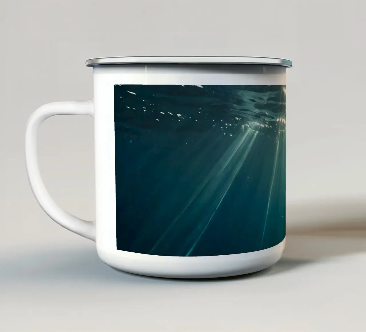 Sunlight streams through clear water mesmerizing pattern enamel mug by DesignDoodle