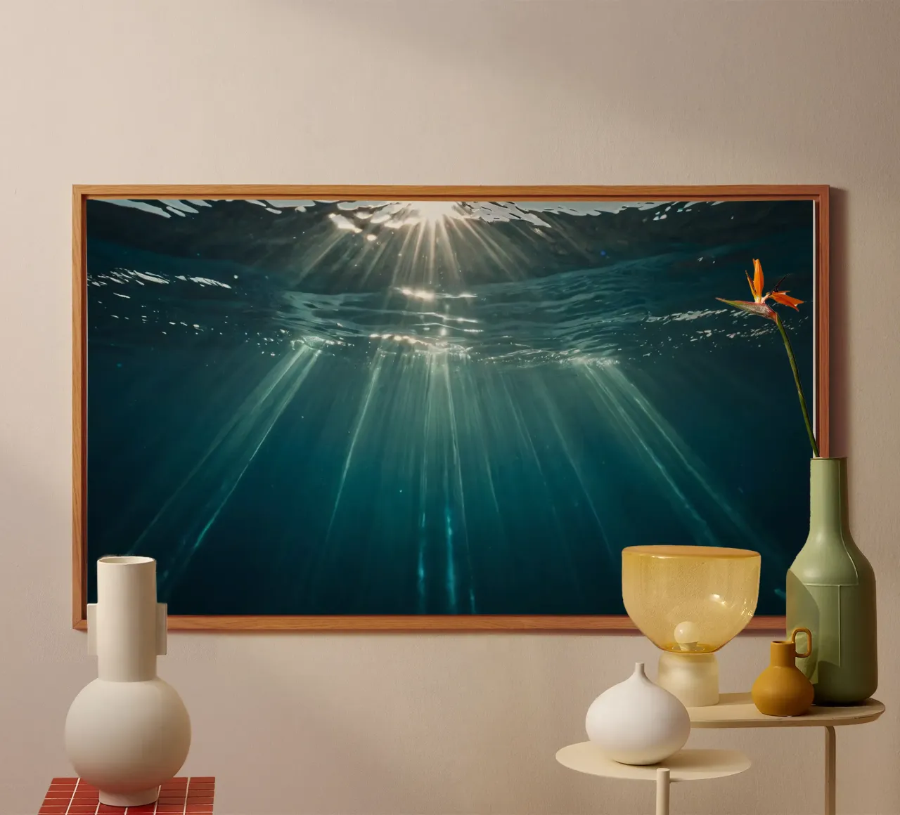Sunlight streams through clear water mesmerizing pattern alu-dibond by DesignDoodle