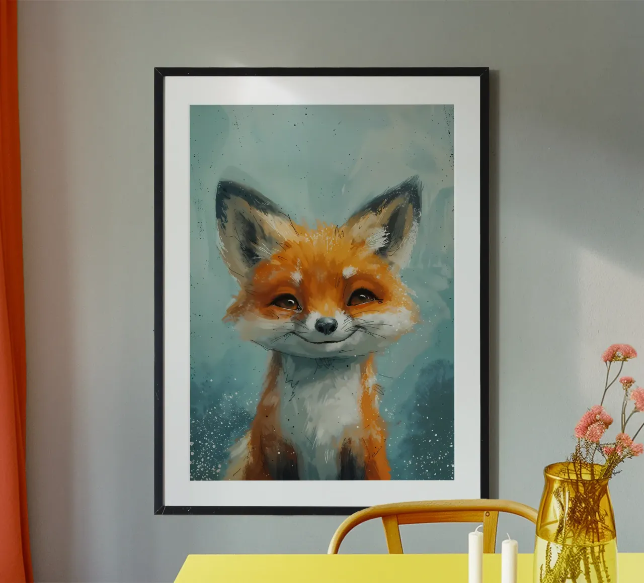 Ghigno da volpe sorniona poster con telaio in plastica da Manh beo