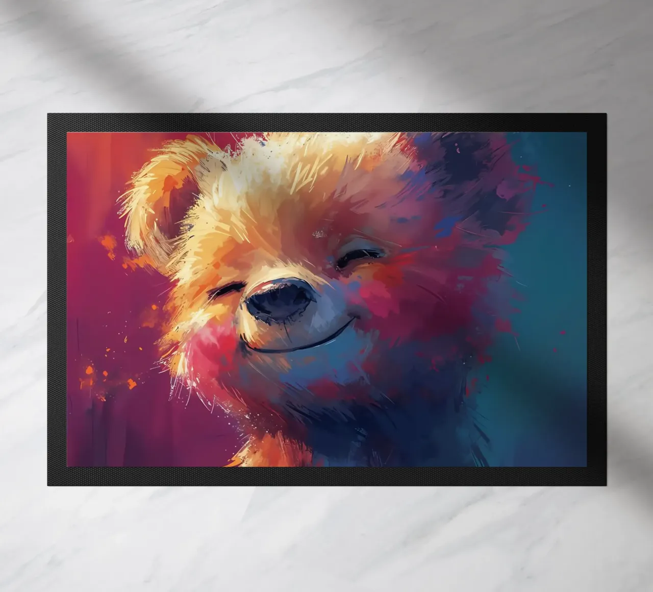 Smiling Fluff doormat by Manh beo