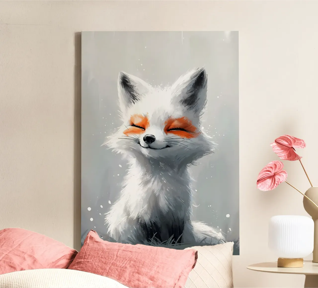 Smiling Frosty Fox canvas by Manh beo