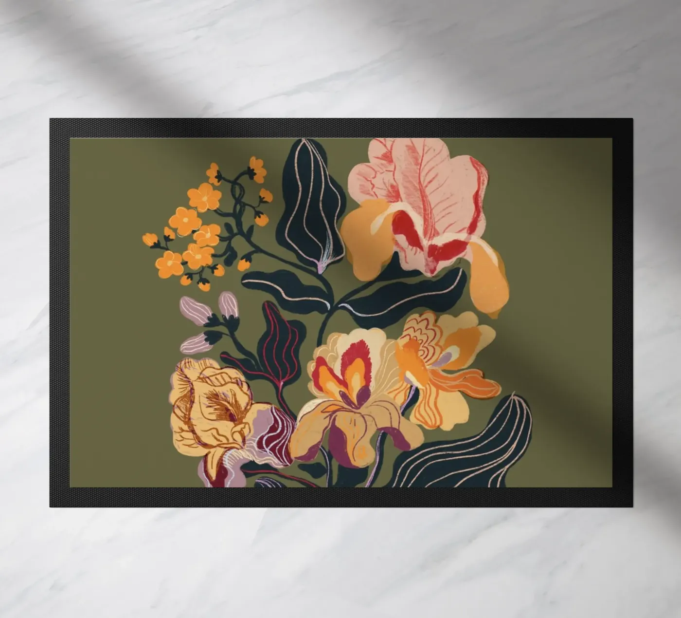 Orange iris doormat by GigiRosado