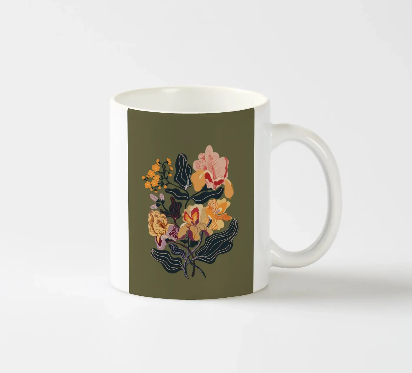 Orange iris ceramic mug by GigiRosado