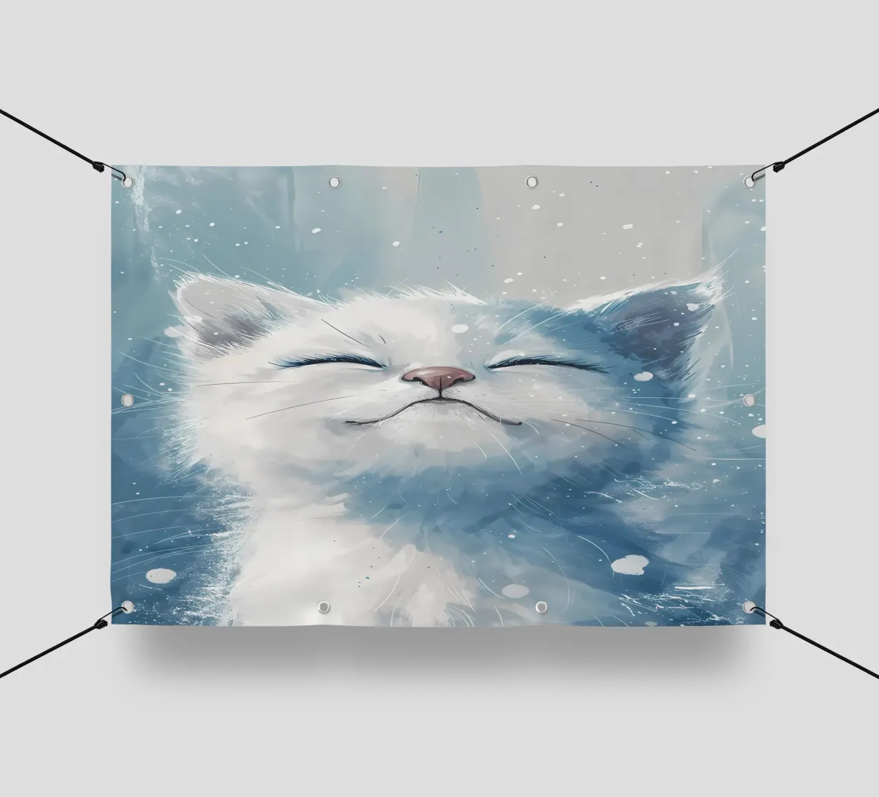 Felicità del gatto delle nevi_ Un ritratto di pace telo in pvc da Manh beo