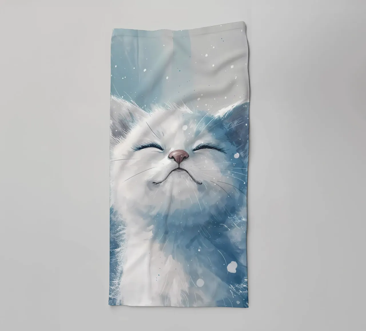 Felicità del gatto delle nevi_ Un ritratto di pace asciugamano da bagno da Manh beo