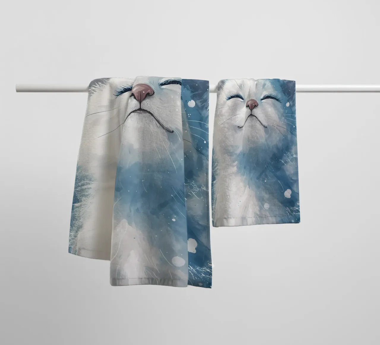 Felicità del gatto delle nevi_ Un ritratto di pace asciugamano da bagno da Manh beo