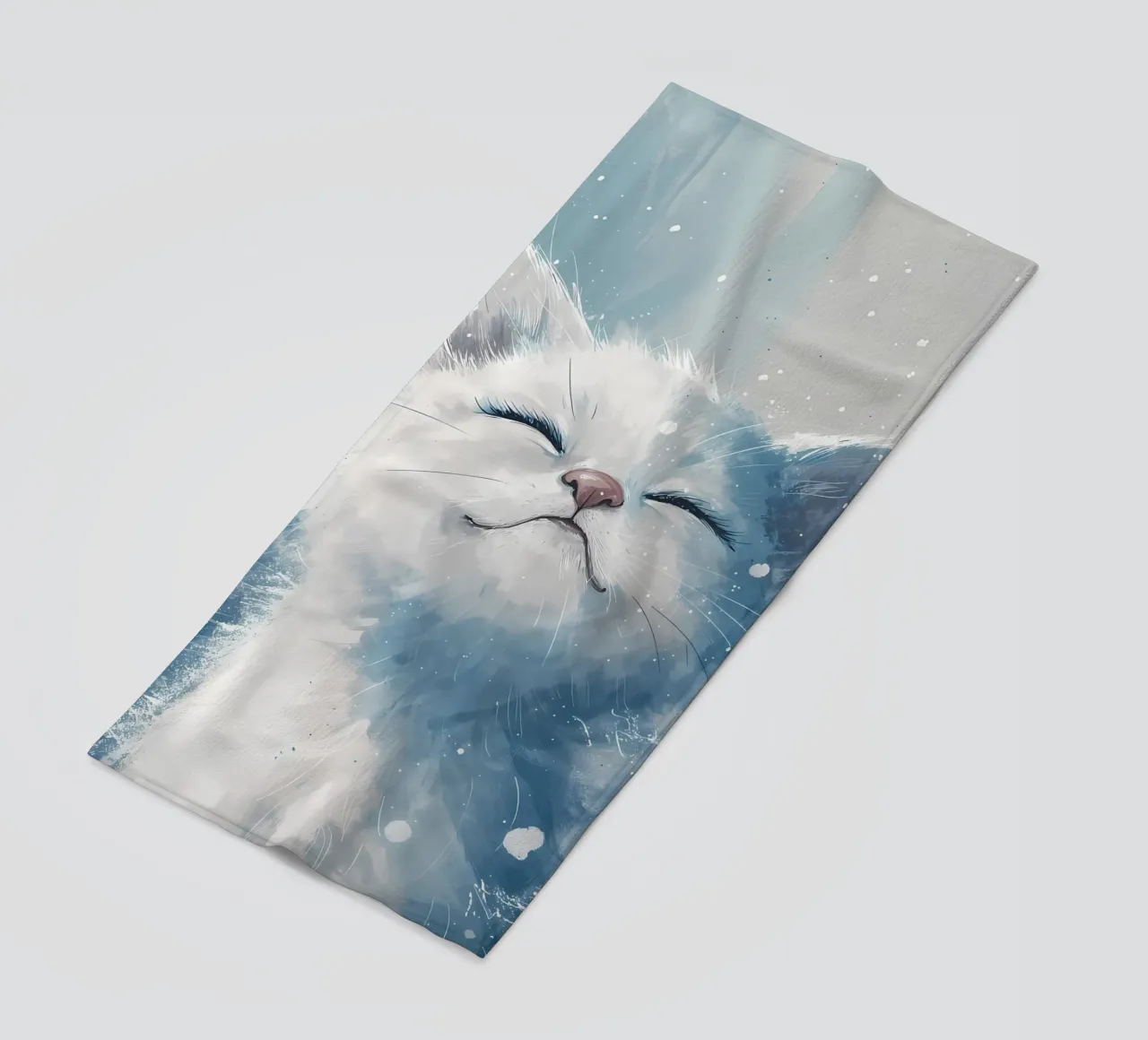 Felicità del gatto delle nevi_ Un ritratto di pace telo mare da Manh beo