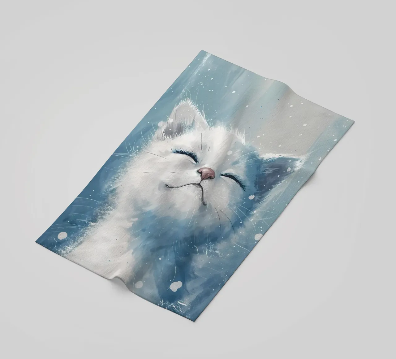 Felicità del gatto delle nevi_ Un ritratto di pace telo mare da Manh beo