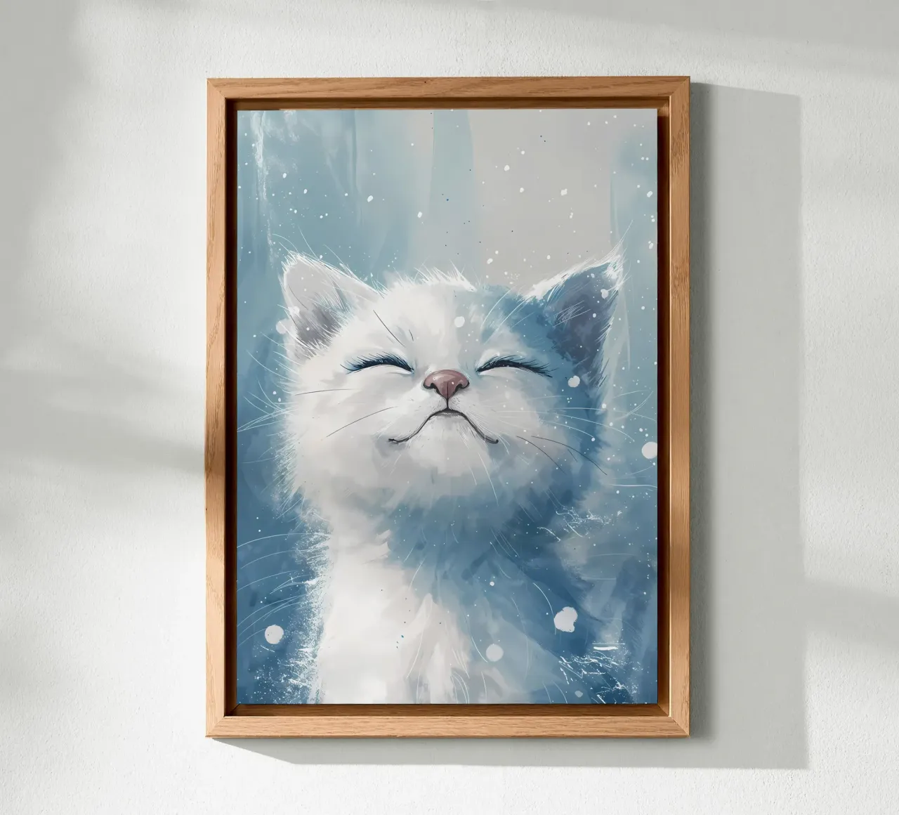 Snowy Cat Bliss_ Un portrait de paix alu dibond de Manh beo