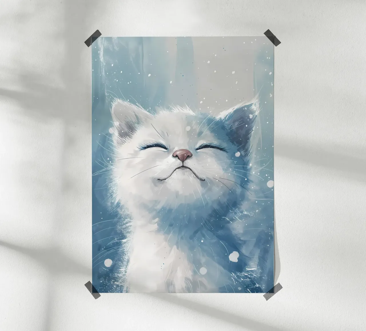 Felicità del gatto delle nevi_ Un ritratto di pace carta hahnemühle da Manh beo