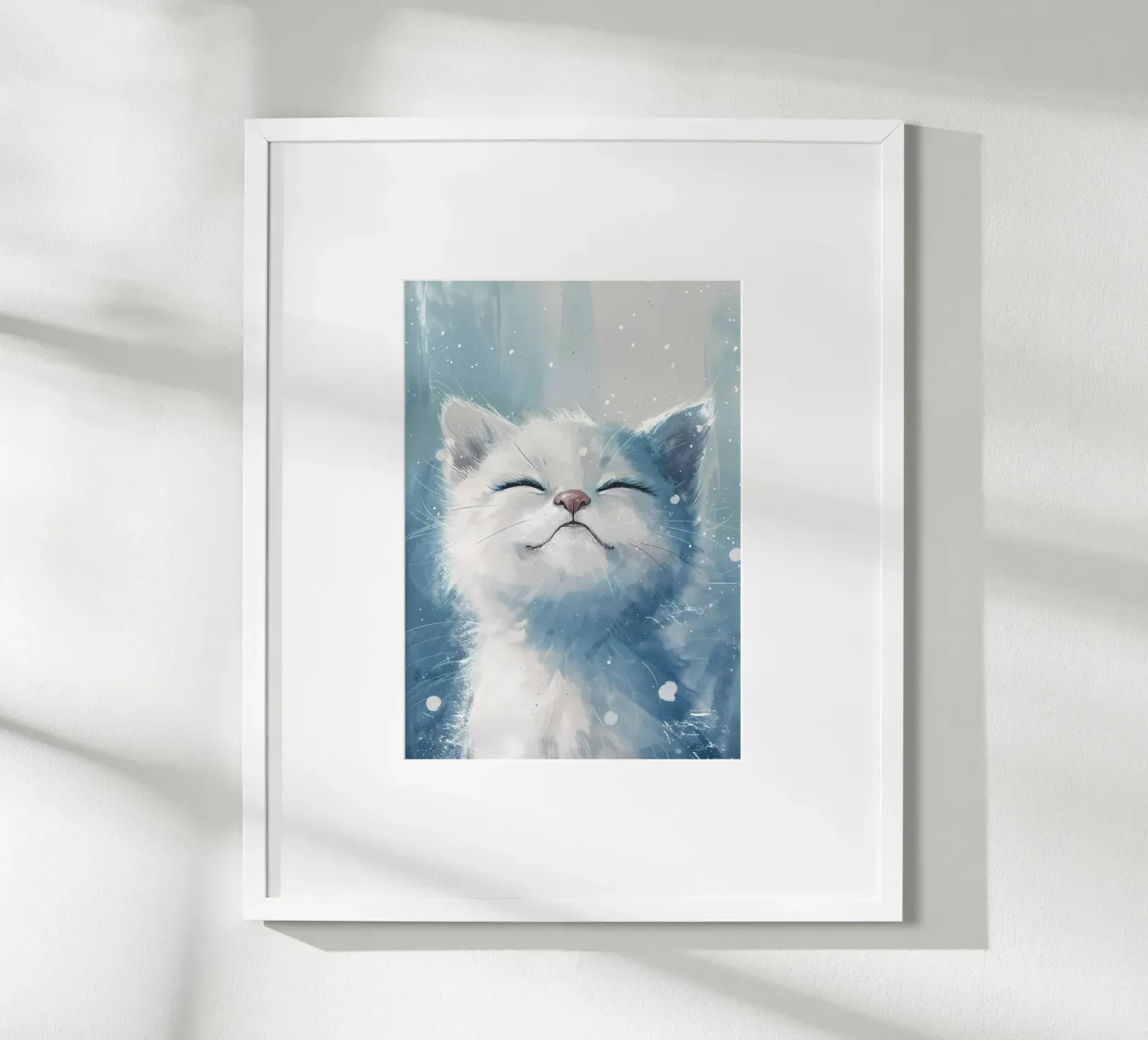 Felicità del gatto delle nevi_ Un ritratto di pace carta hahnemühle da Manh beo