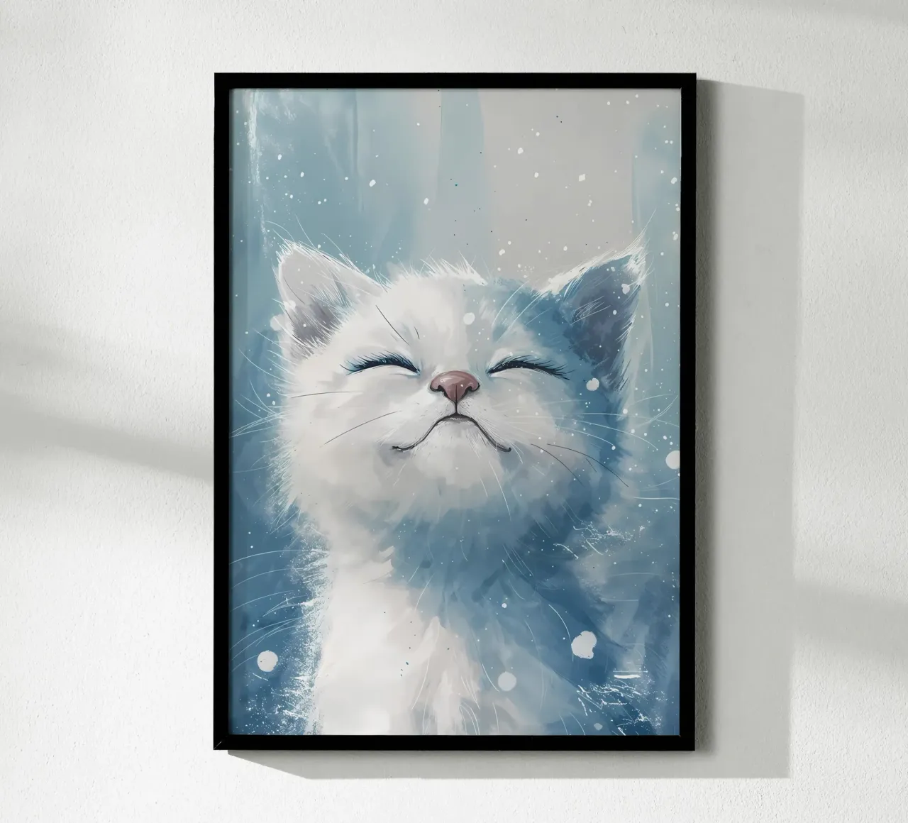 Felicità del gatto delle nevi_ Un ritratto di pace carta hahnemühle da Manh beo