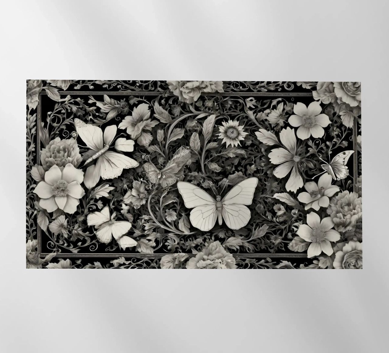 Design intricato con farfalle e fiori monocromatici. pellicola backlit da DesignDoodle