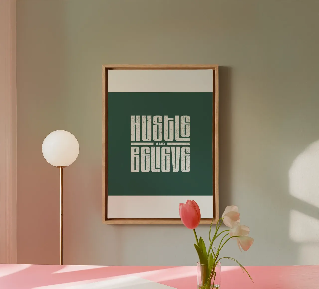 Hustle And Believe In tendenza ora tela con Cornice a cassetta da Urban Life