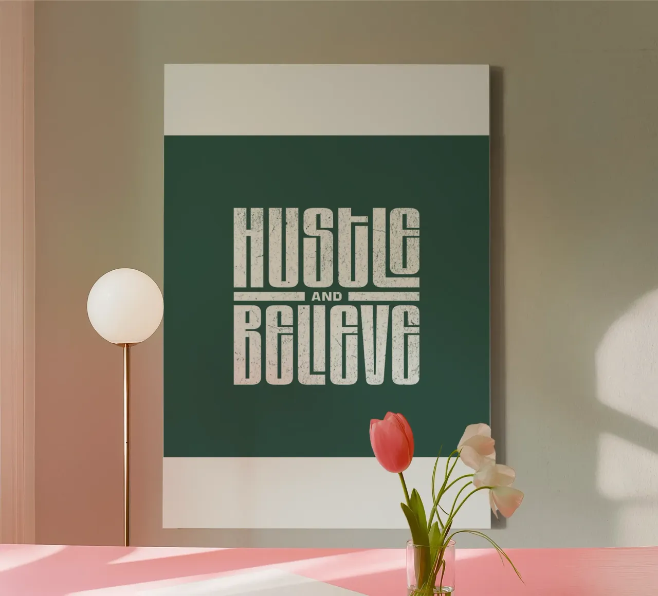 Hustle And Believe In tendenza ora tela con Cornice a cassetta da Urban Life