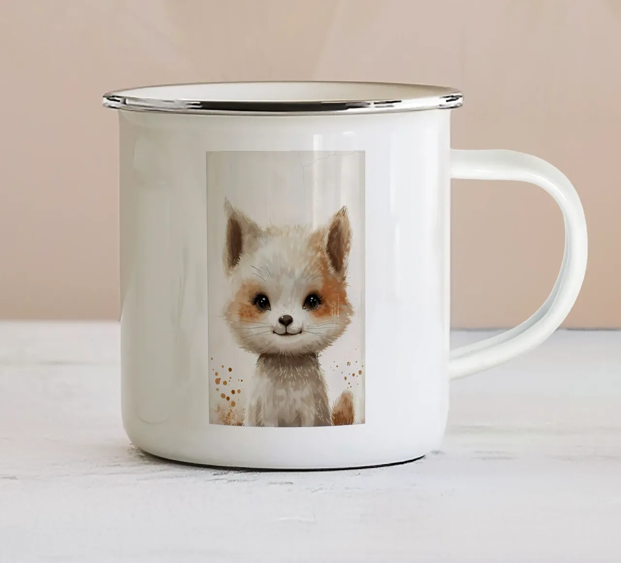 Snowy Whisker Wonders enamel mug by Manh beo