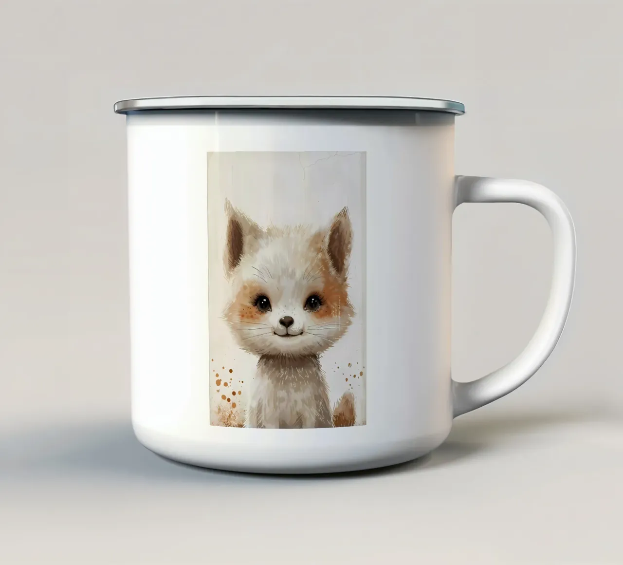 Snowy Whisker Wonders enamel mug by Manh beo