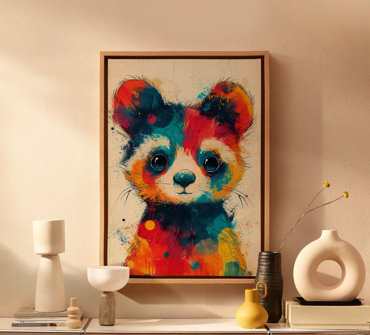 Splash of Panda - Playful Cat Art canvas by Manh beo
