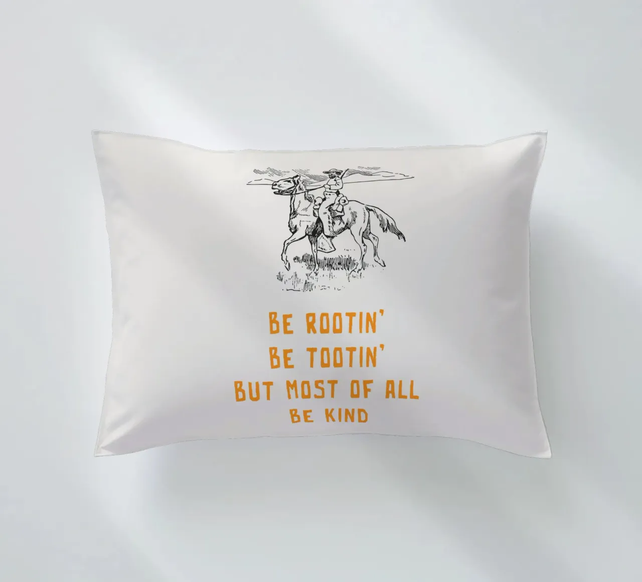 Be Rootin Be Tootin But Most of all Be Kind decorative cushion by Vintagrafica