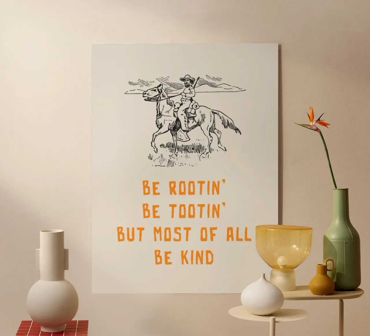 Be Rootin Be Tootin But Most of all Be Kind Acryl-Glas von Vintagrafica