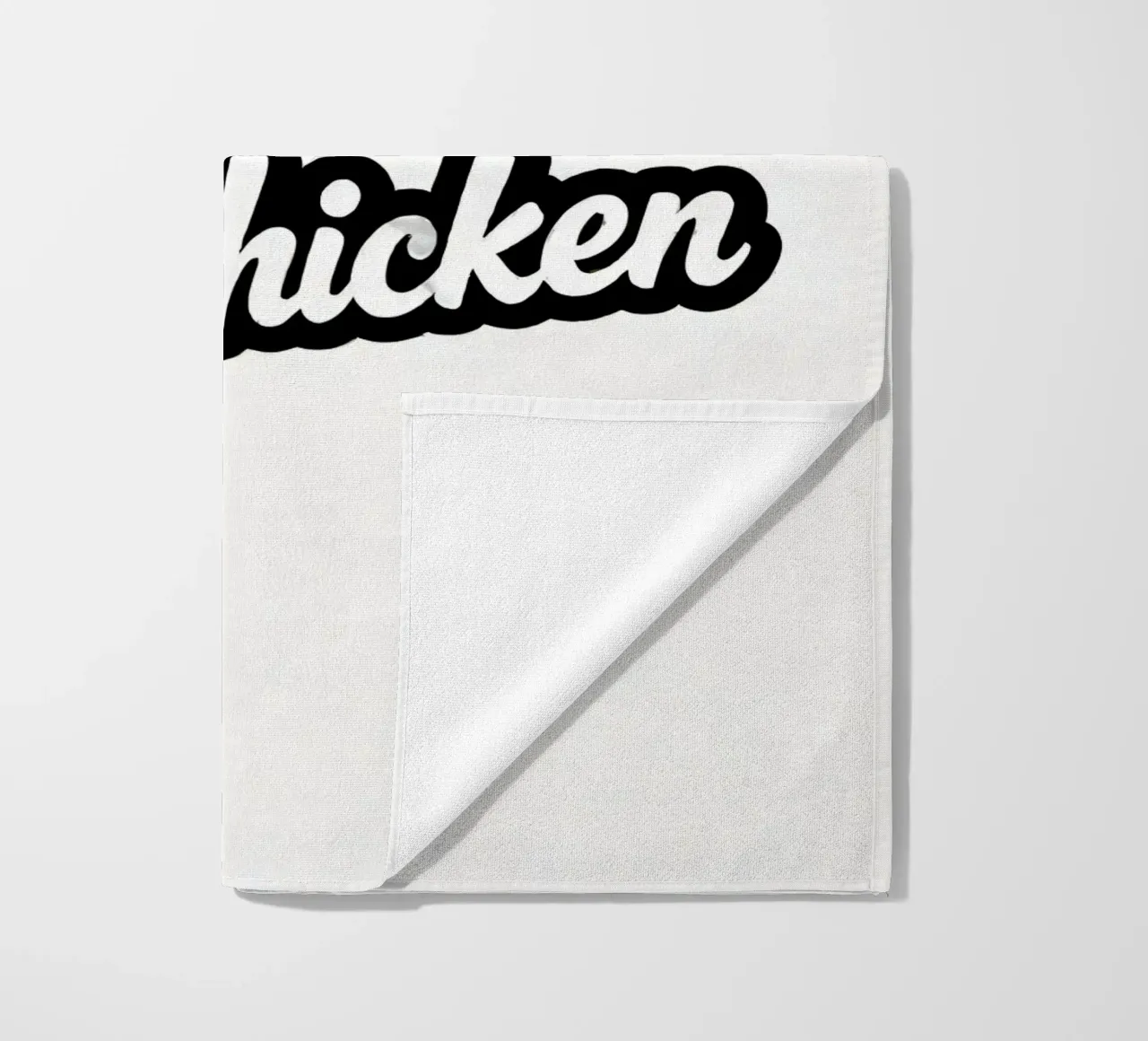 Un design giocoso con il personaggio di un pollo dei cartoni animati telo mare da DesignDoodle