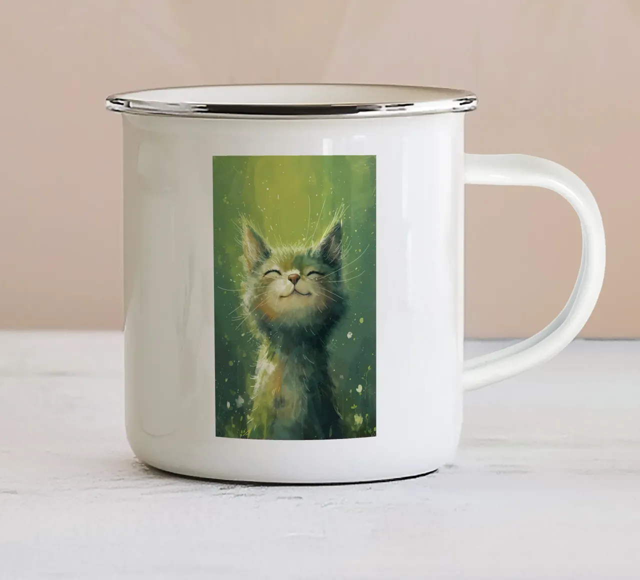 Gatto Sunbeam Bliss tazza in smalto da Manh beo