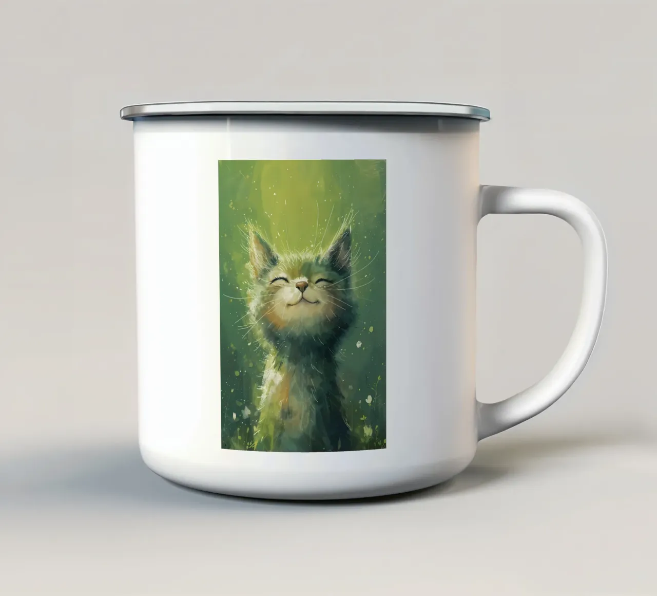 Gatto Sunbeam Bliss tazza in smalto da Manh beo