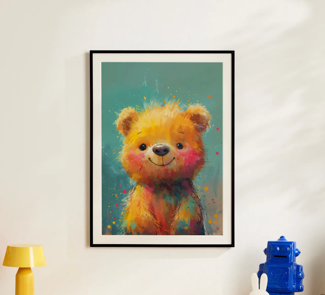 Sorriso dell'orso Sunburst poster con telaio in legno da Manh beo