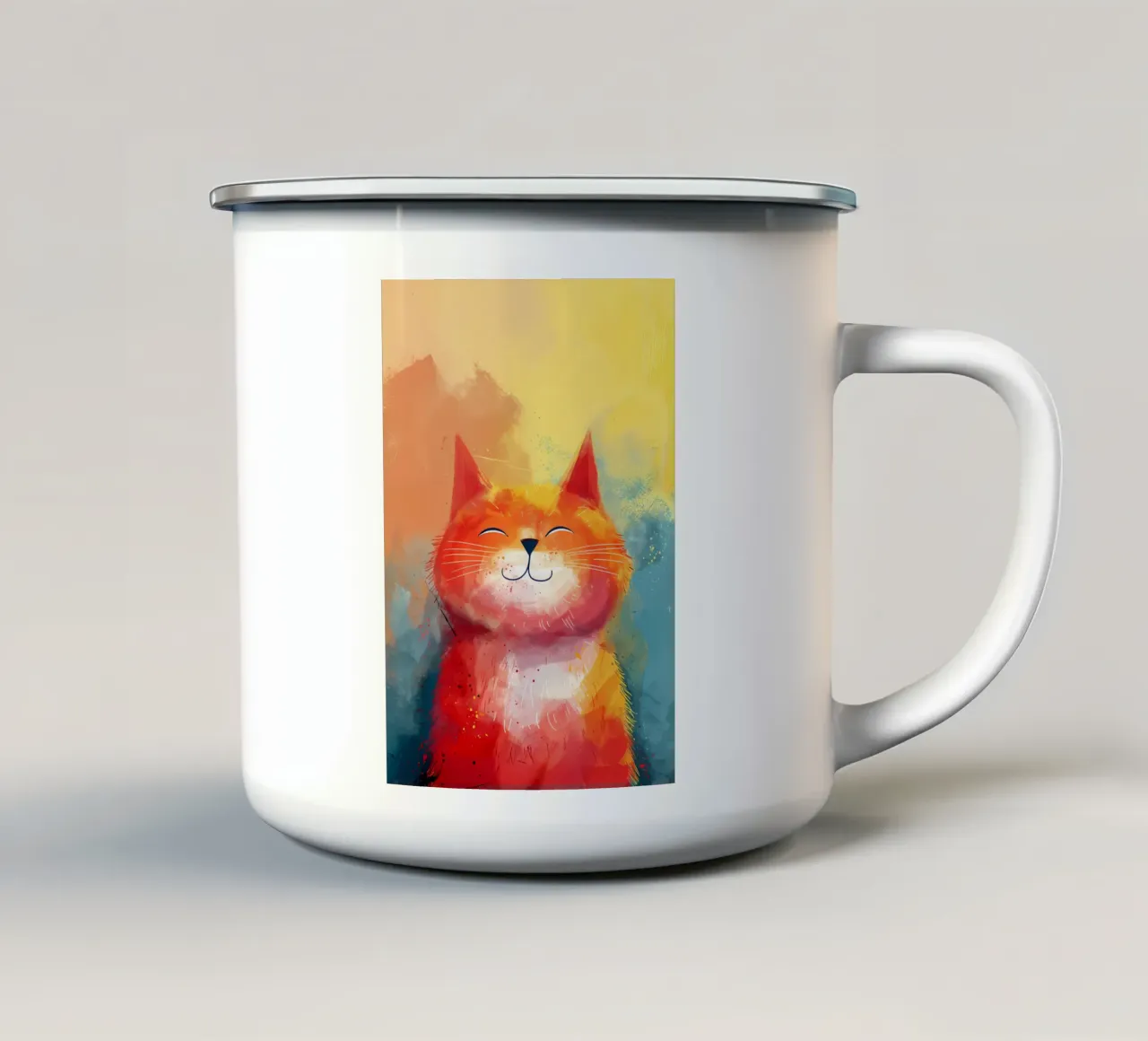 Sorriso felino solare tazza in smalto da Manh beo