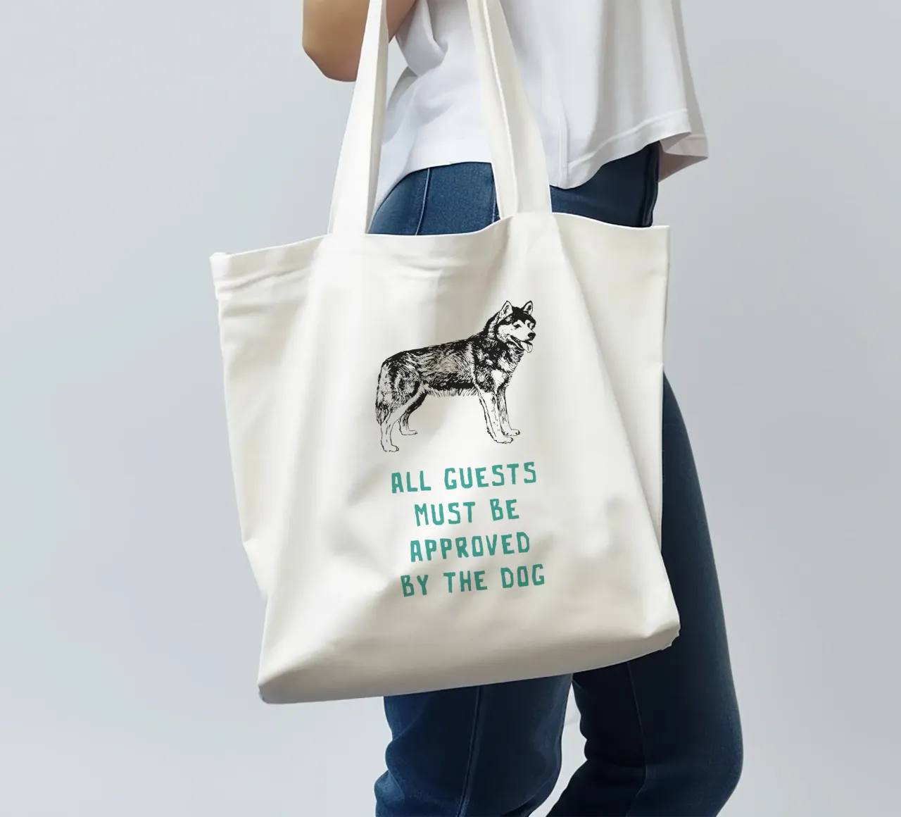 Tutti gli ospiti devono essere approvati dal cane borsa in juta da Vintagrafica