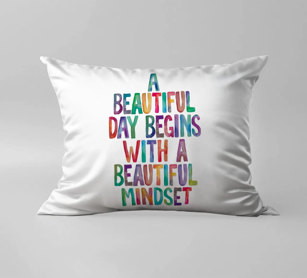 Una bella giornata inizia con una bella mentalità Tipo arcobaleno cuscino da THE MOTIVATED TYPE