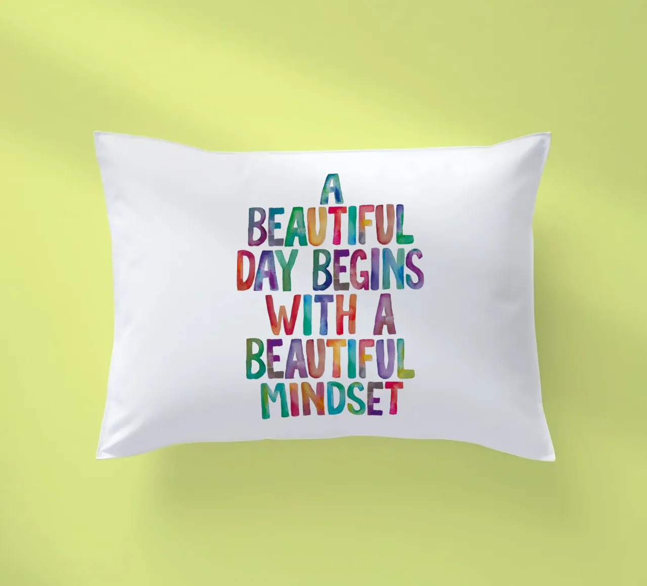 Una bella giornata inizia con una bella mentalità Tipo arcobaleno cuscino da THE MOTIVATED TYPE