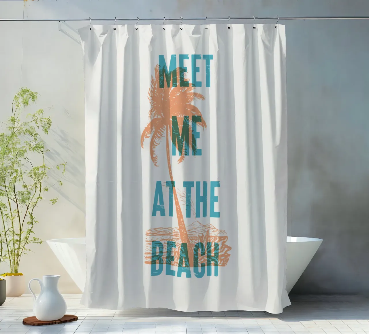Incontriamoci in spiaggia tenda da doccia da Vintagrafica