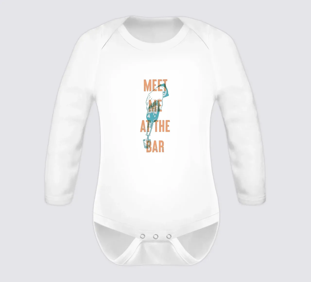 Meet Me at the Bar long-sleeve baby romper by Vintagrafica