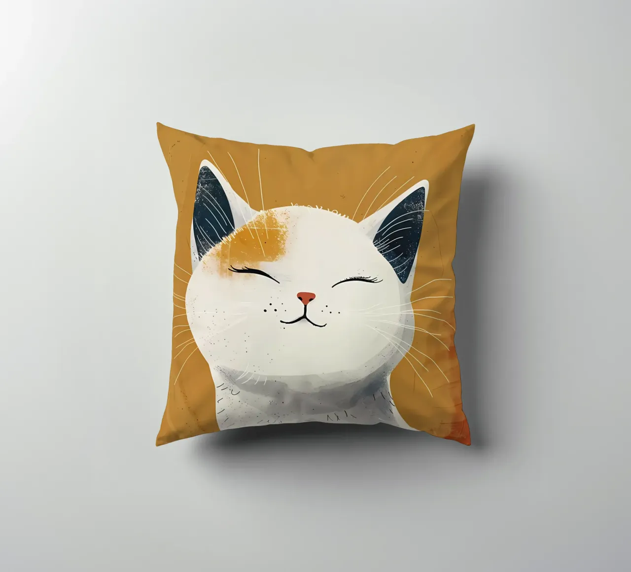 Sunny Feline Smile_ Warmth in Art decorative cushion by Manh beo