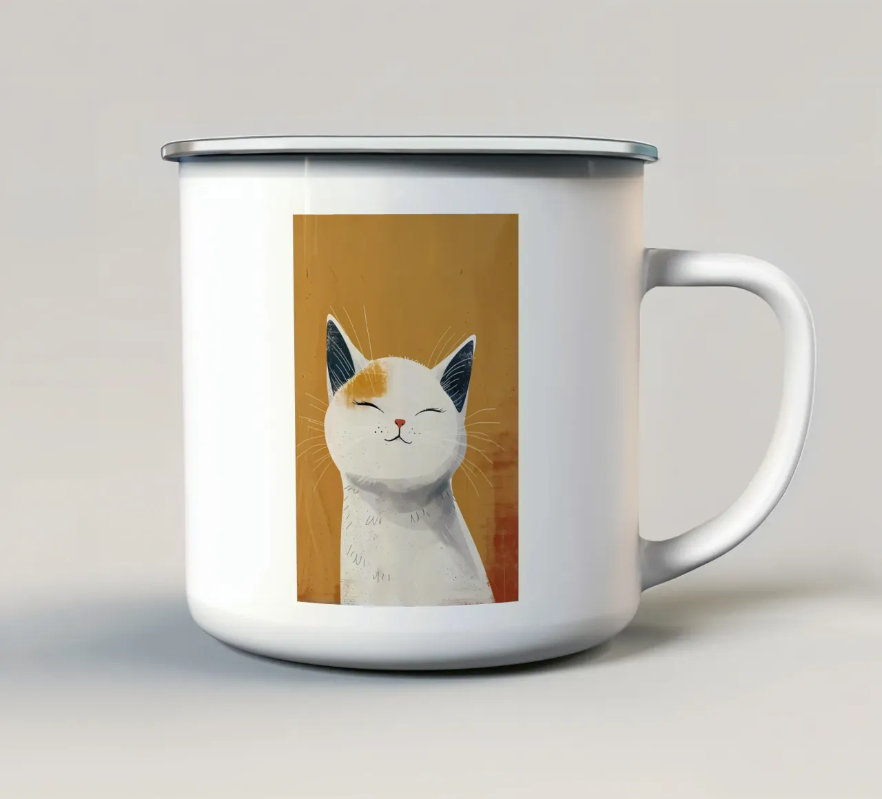 Sorriso felino solare_ Calore nell'arte tazza in smalto da Manh beo