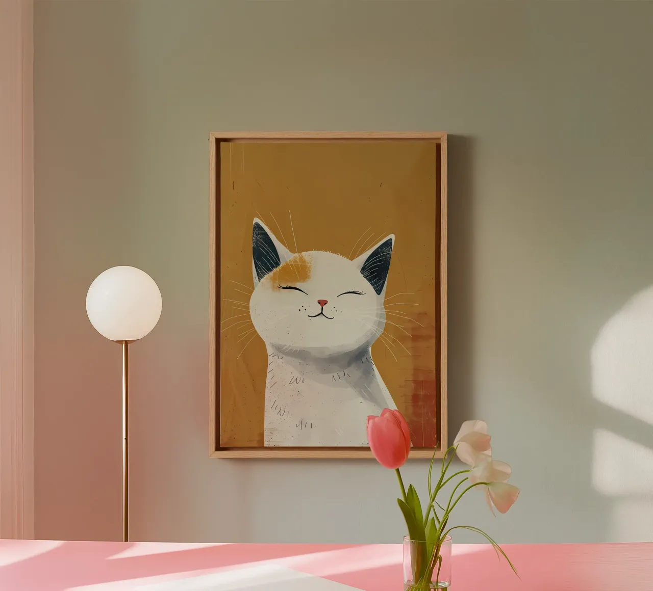 Sunny Feline Smile_ Warmth in Art canvas with Floater frame by Manh beo