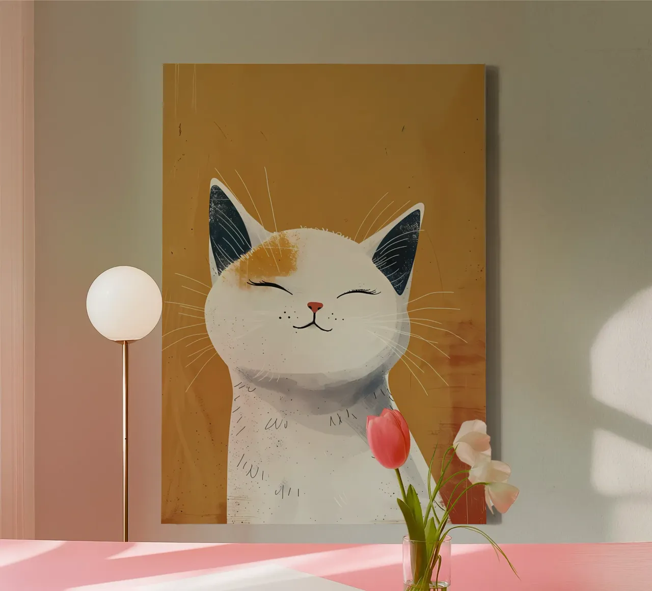 Sunny Feline Smile_ Warmth in Art canvas with Floater frame by Manh beo