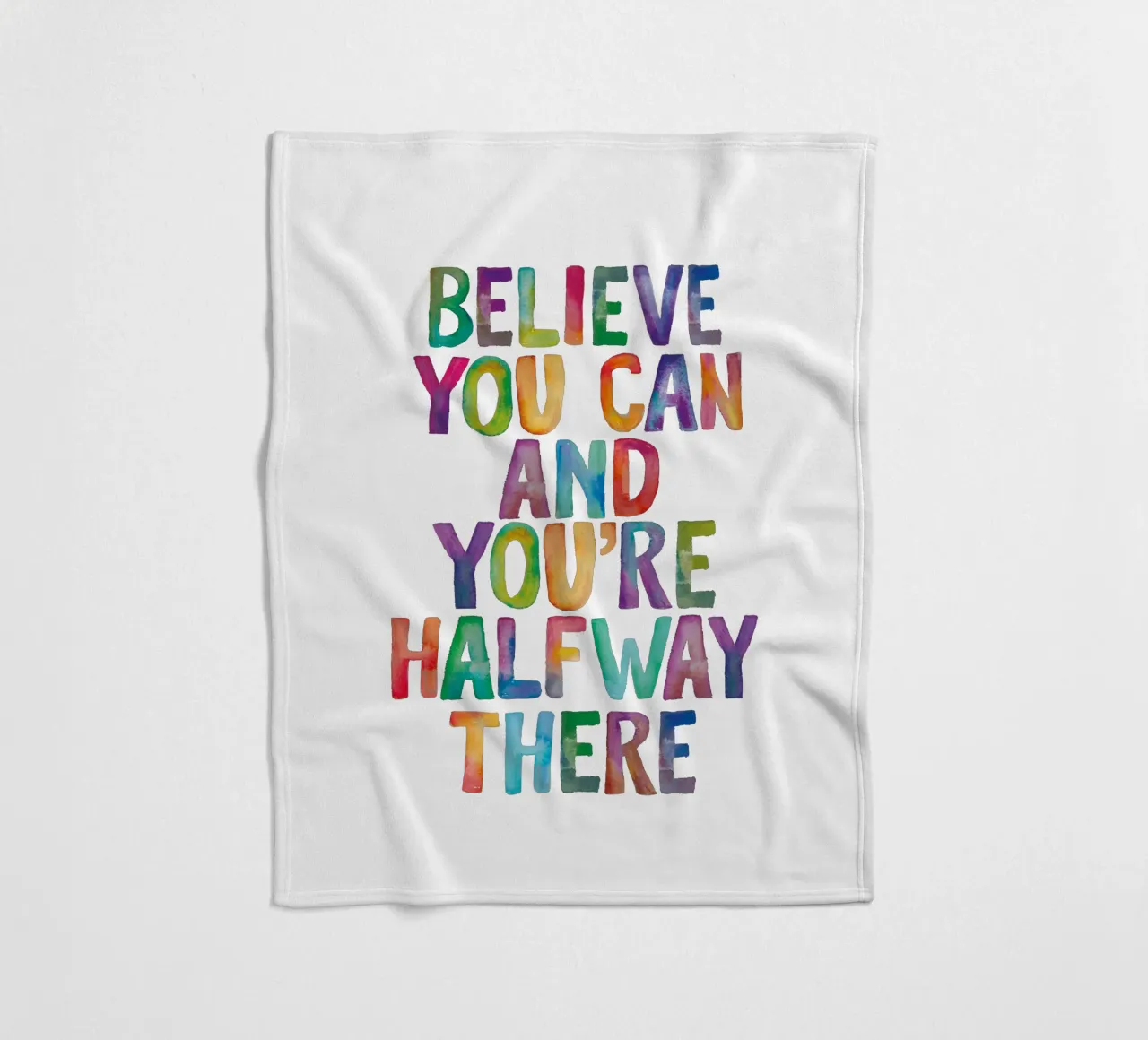 Believe You Can and You're Halfway There Rainbow Typography (Croire que l'on peut et que l'on est à mi-chemin) plaid polaire de THE MOTIVATED TYPE